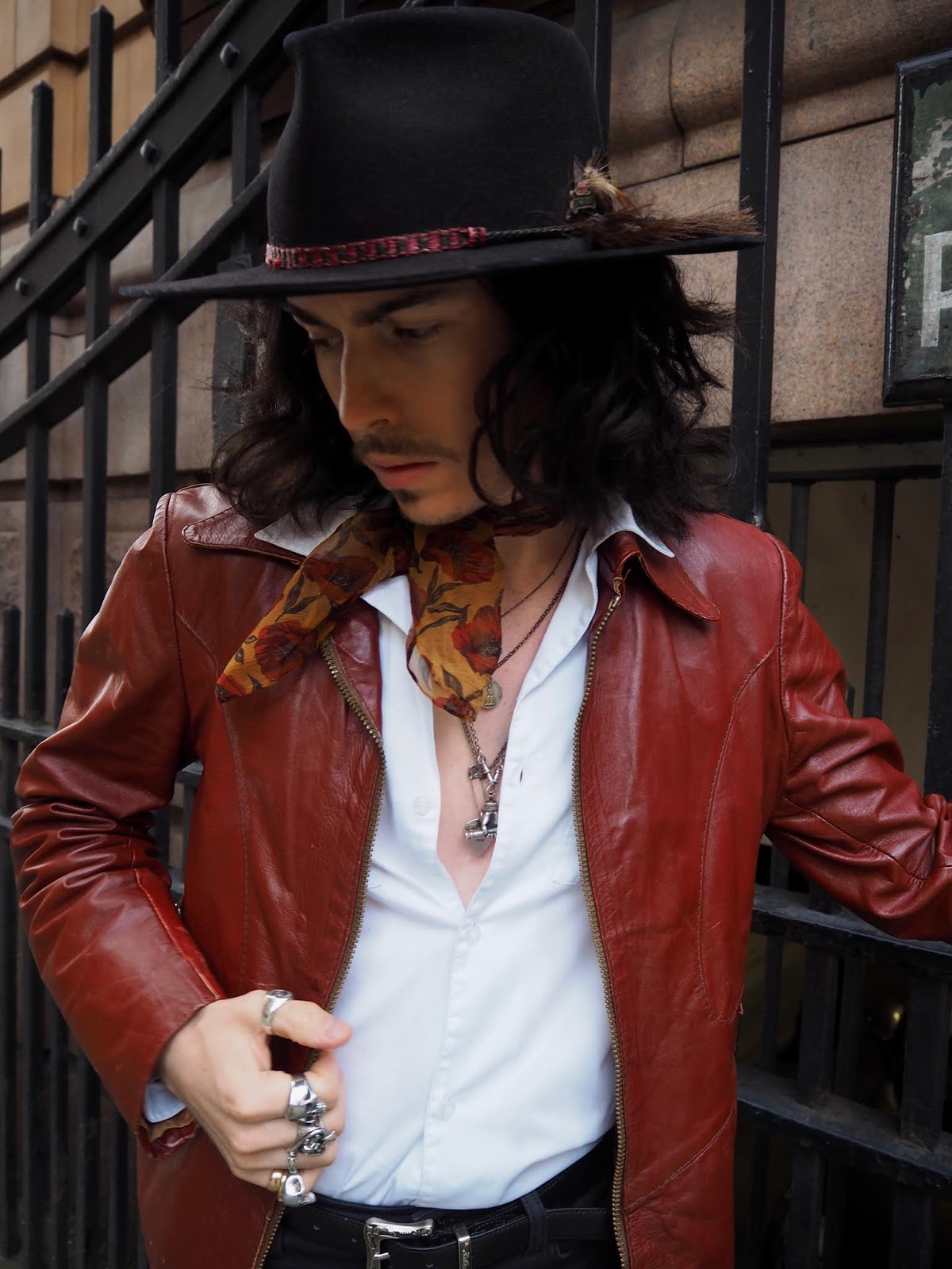 70s vintage Western shirt leather jacket